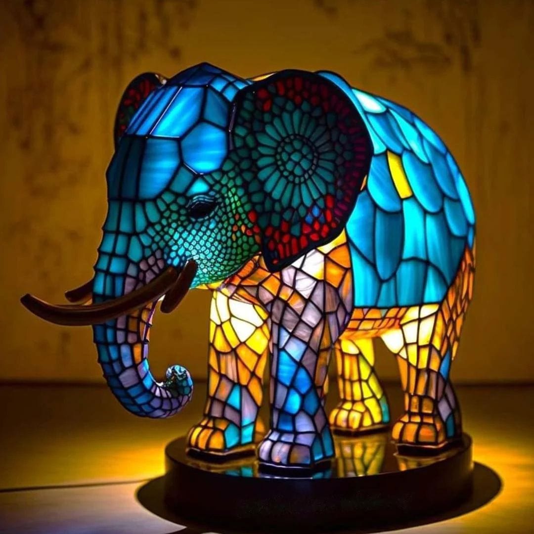 ステンドグラス風 アニマルランプ｜ゾウ